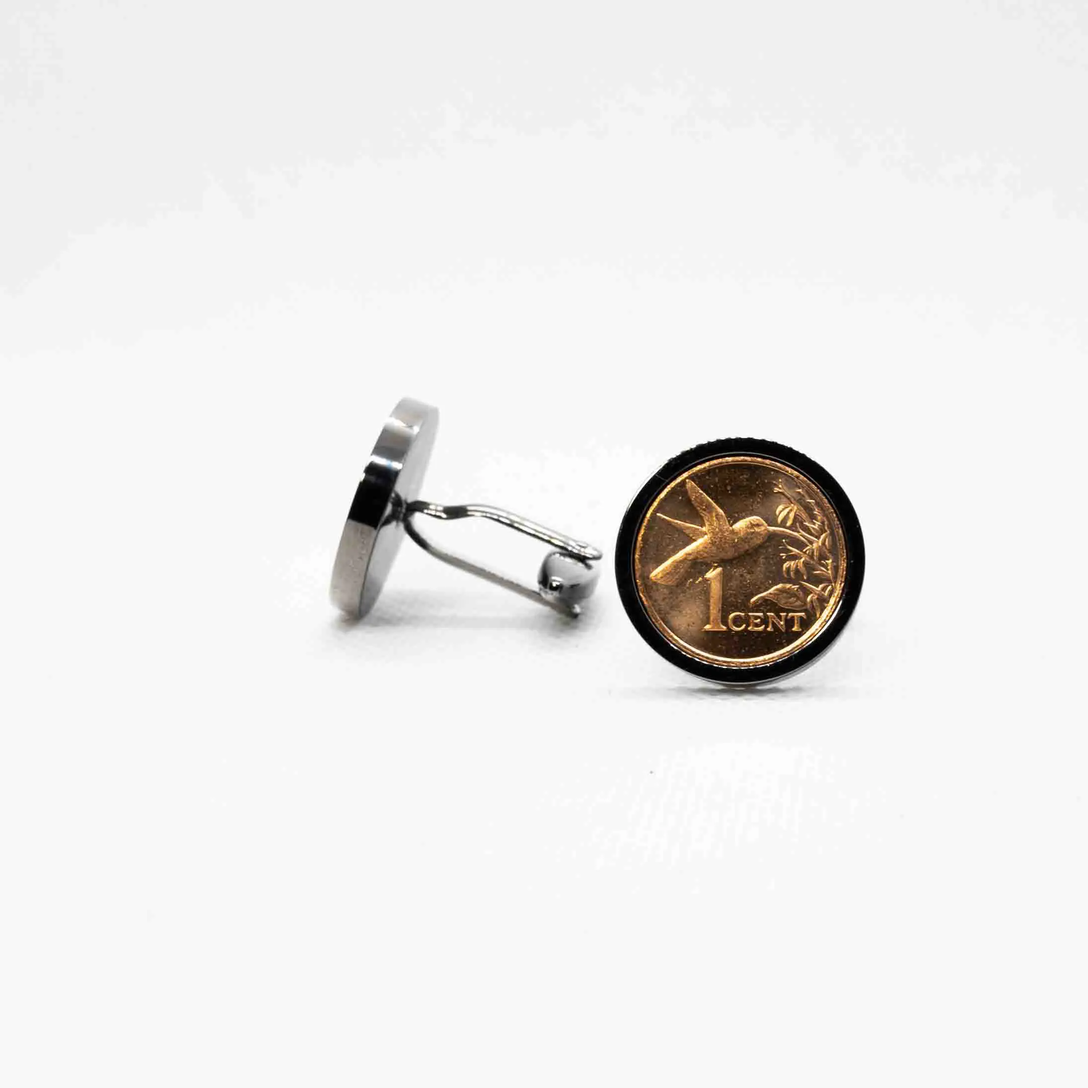 Trinidad and Tobago 1 Cent Hummingbird Coin Cufflinks