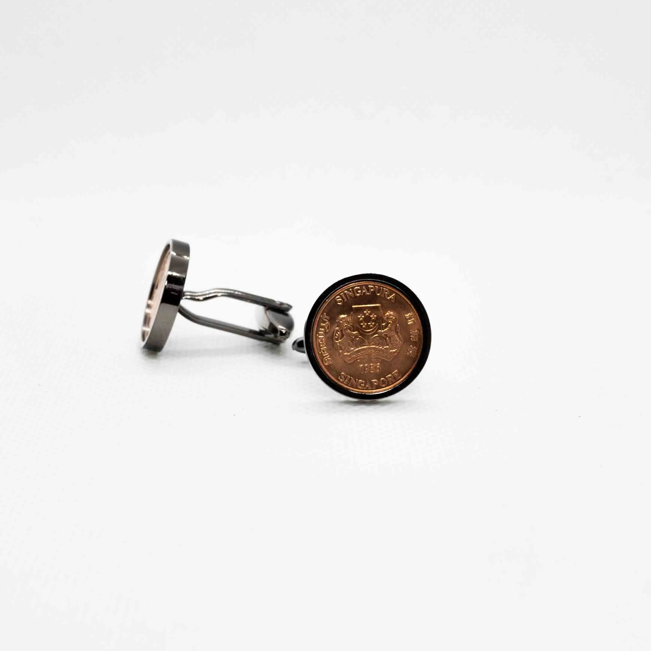 Singapore 1 Cent Ribbon Cufflinks