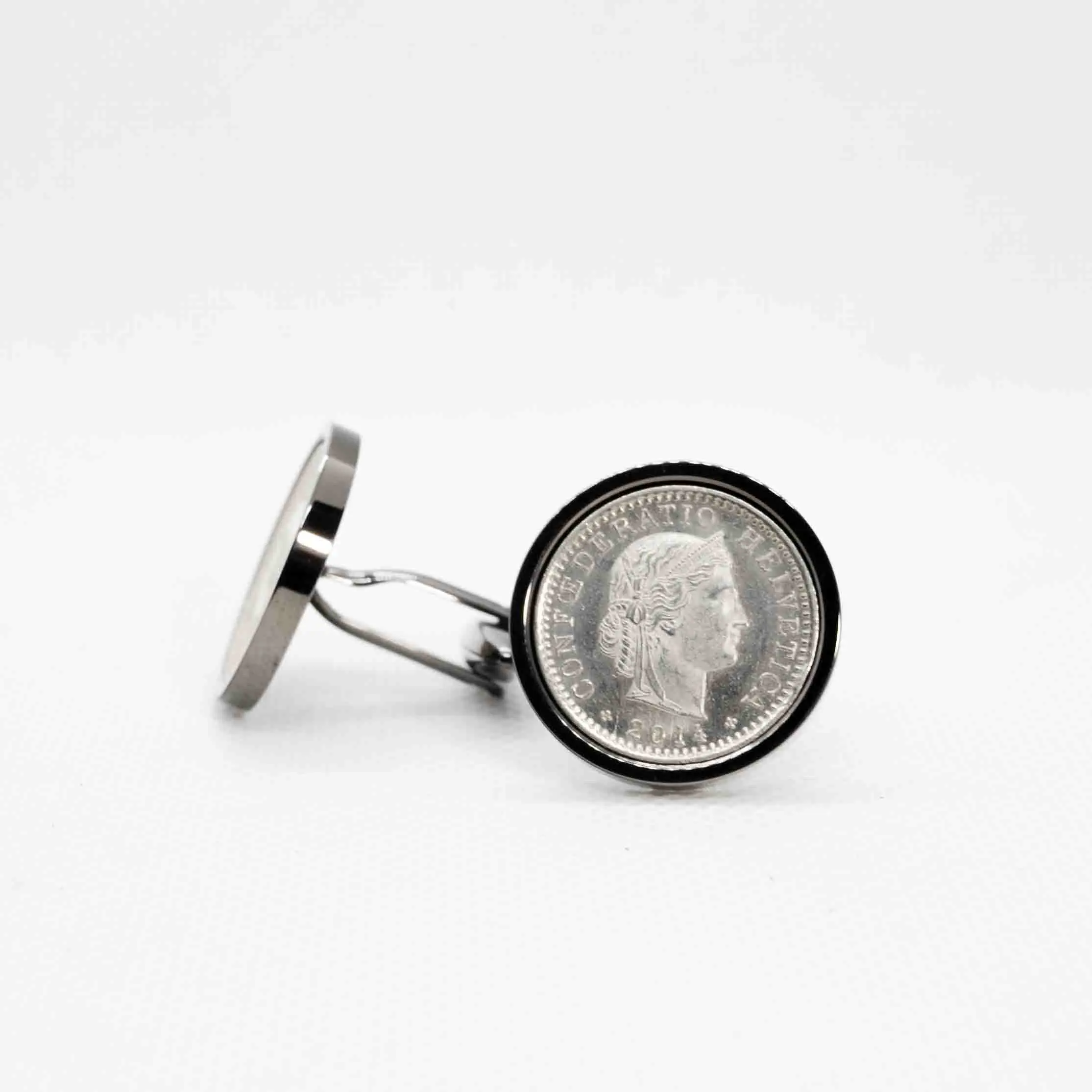 Switzerland 20 Rappen Coin Cufflinks