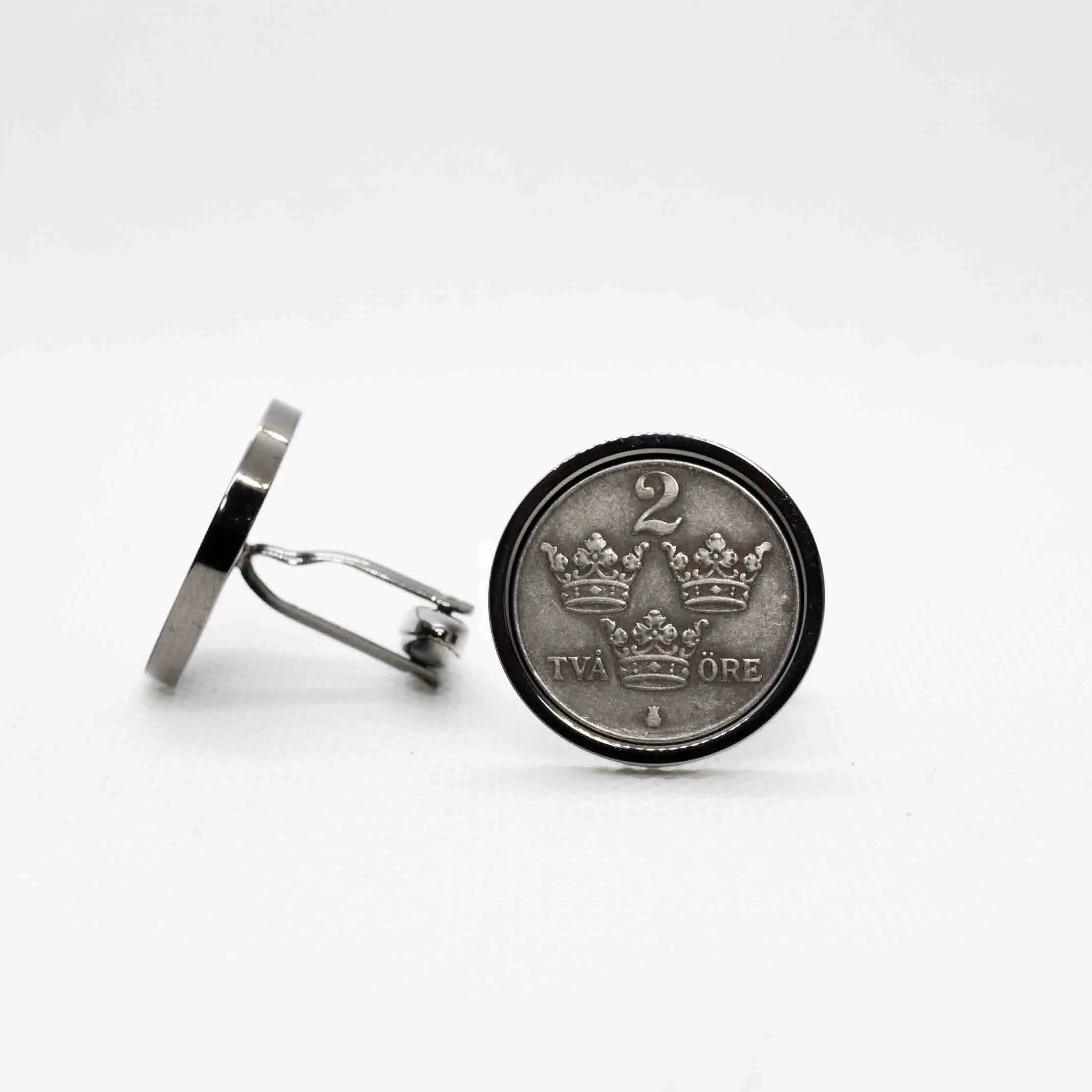 Sweden 2 Ore Gustaf V Coin Cufflinks