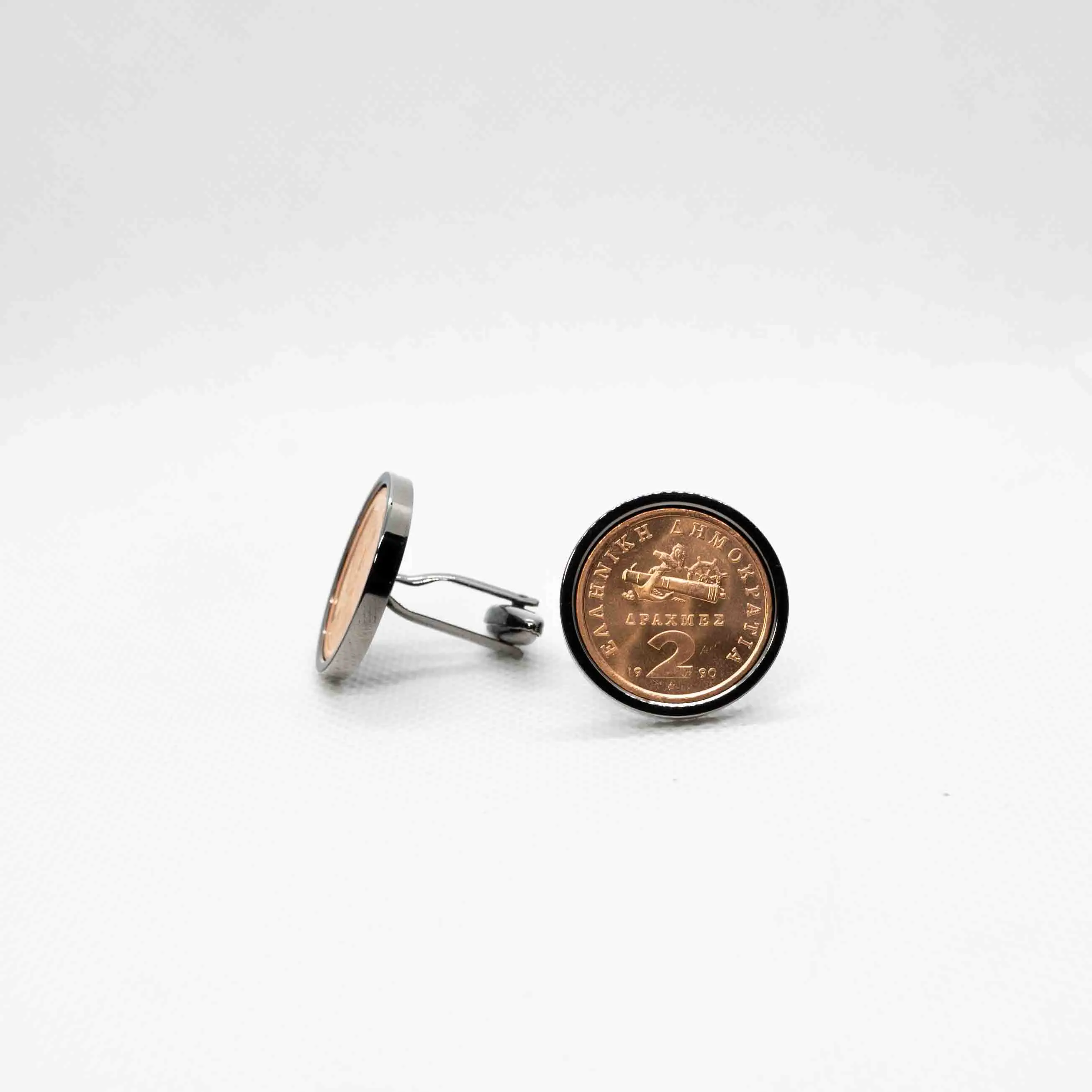 Greece 2 Drachmes Coin Cufflinks