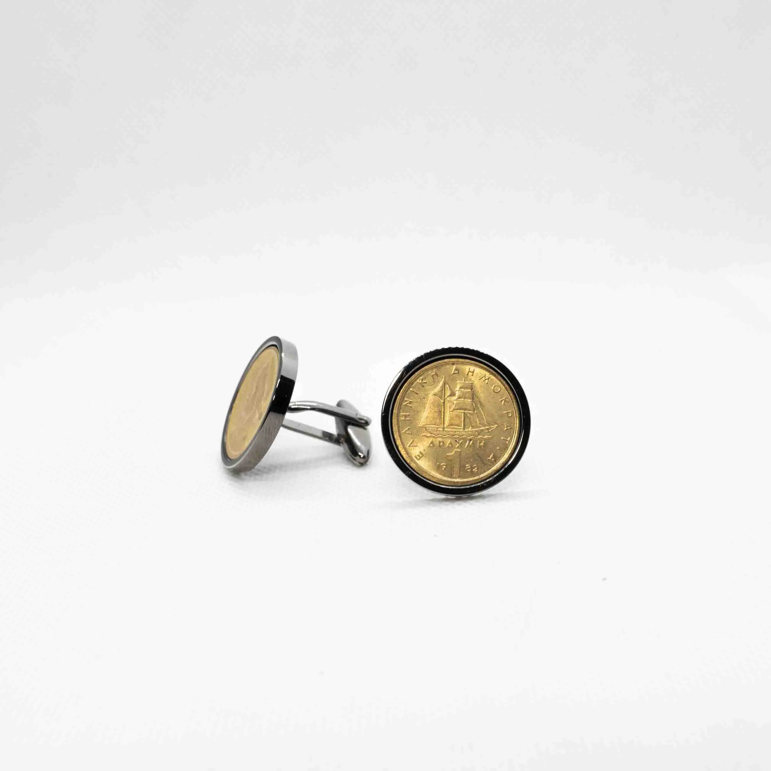 Greece  1 Drachma Coin Cufflinks