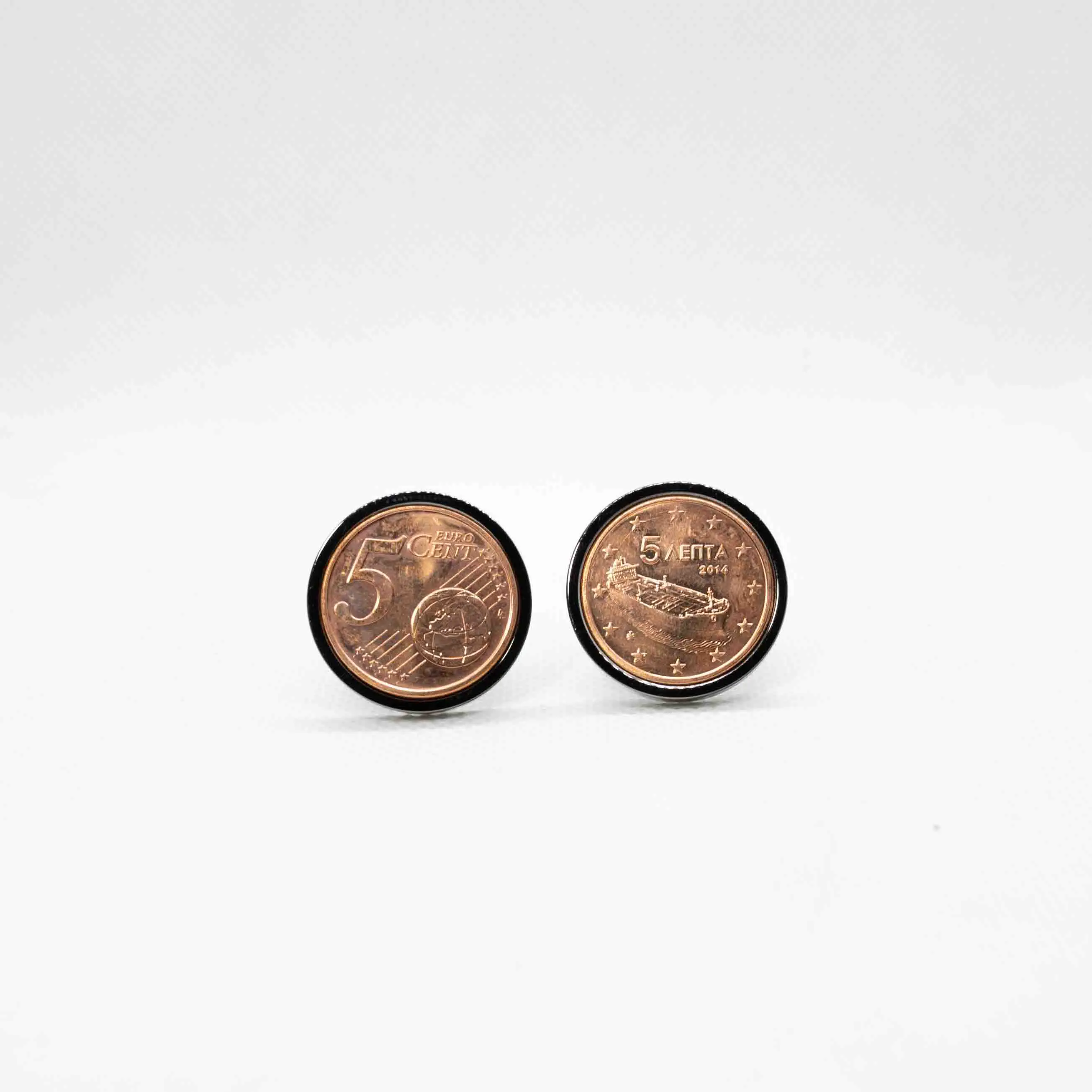 Greece 5 Cent Euro Coin Cufflinks