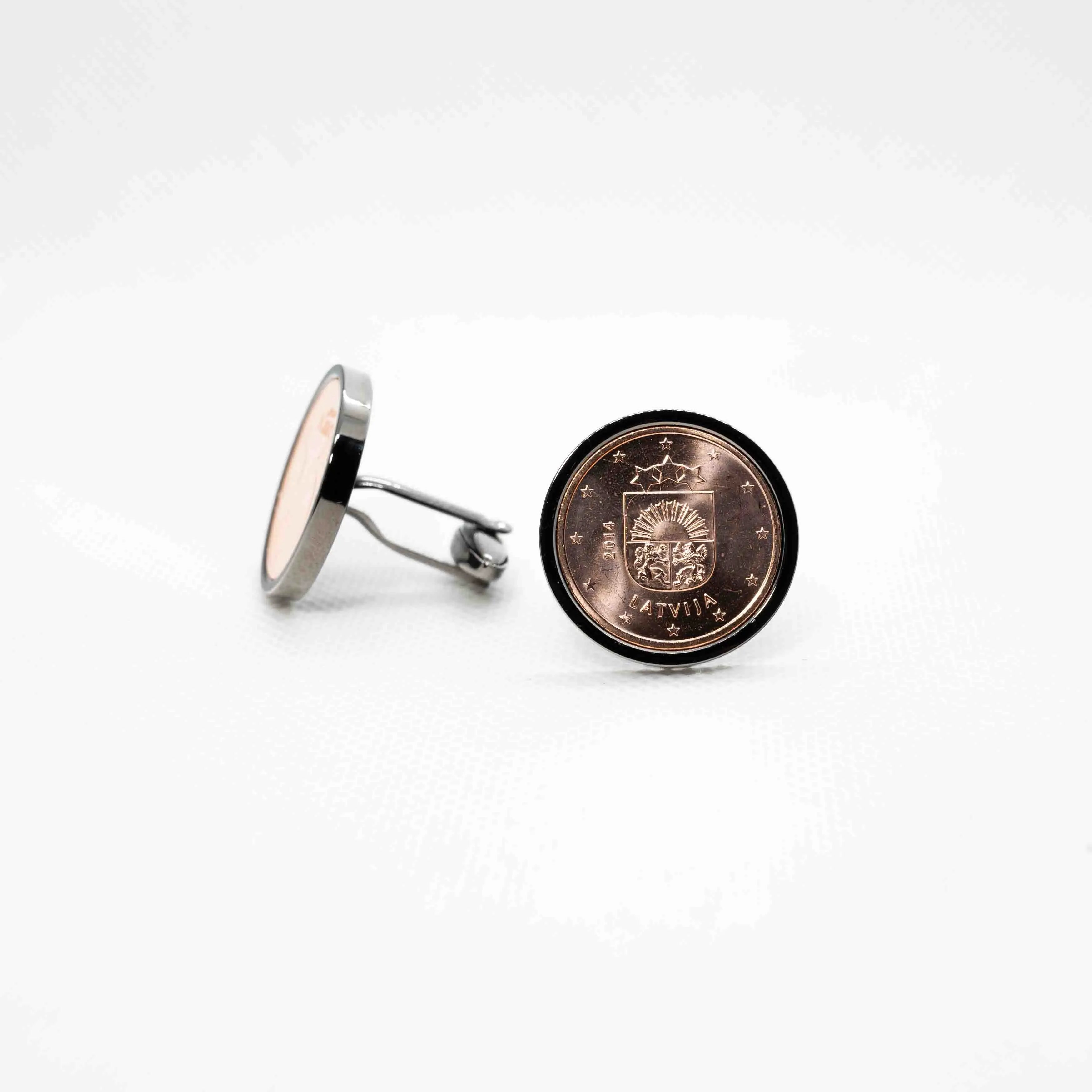 Latvia 5 Cent Euro Coin Cufflinks
