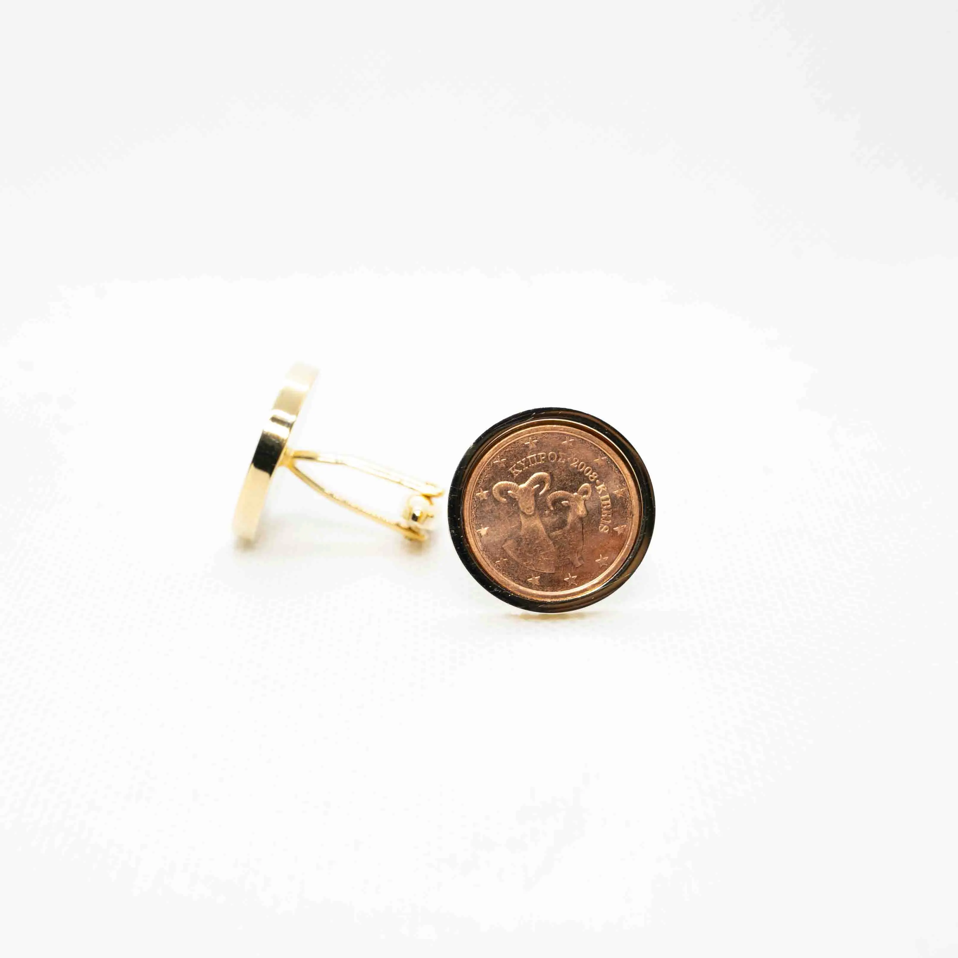 Cyprus Two Cent Euro Coin Cufflinks