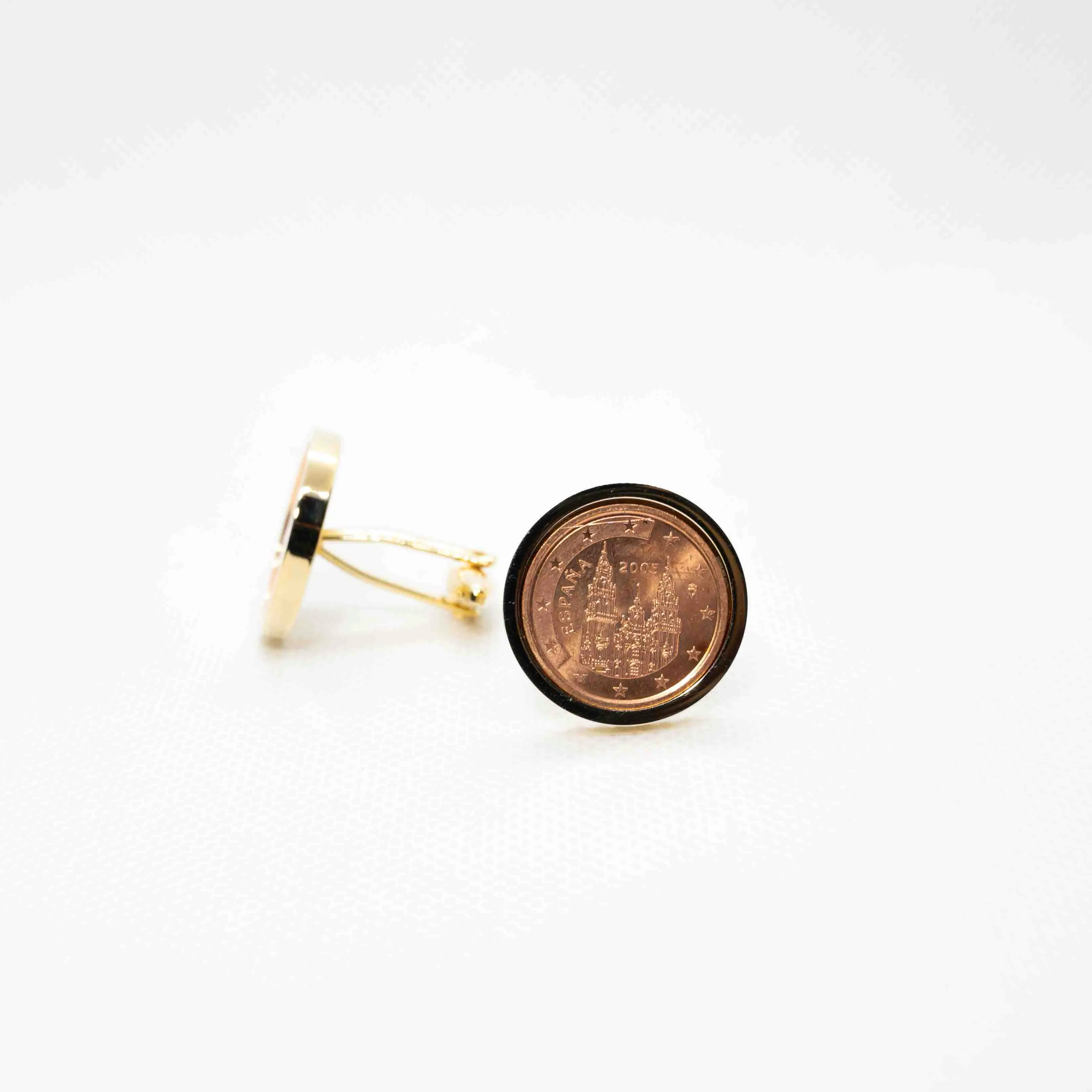 Spain Two Cent Euro Coin Cufflinks