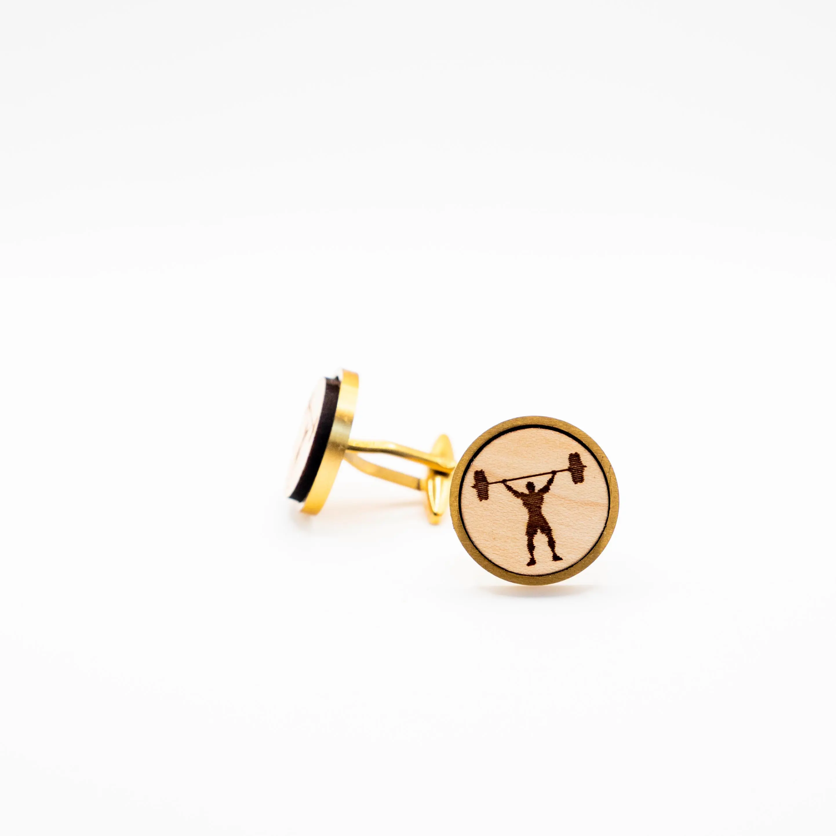 Weightlifting Wooden Cufflink