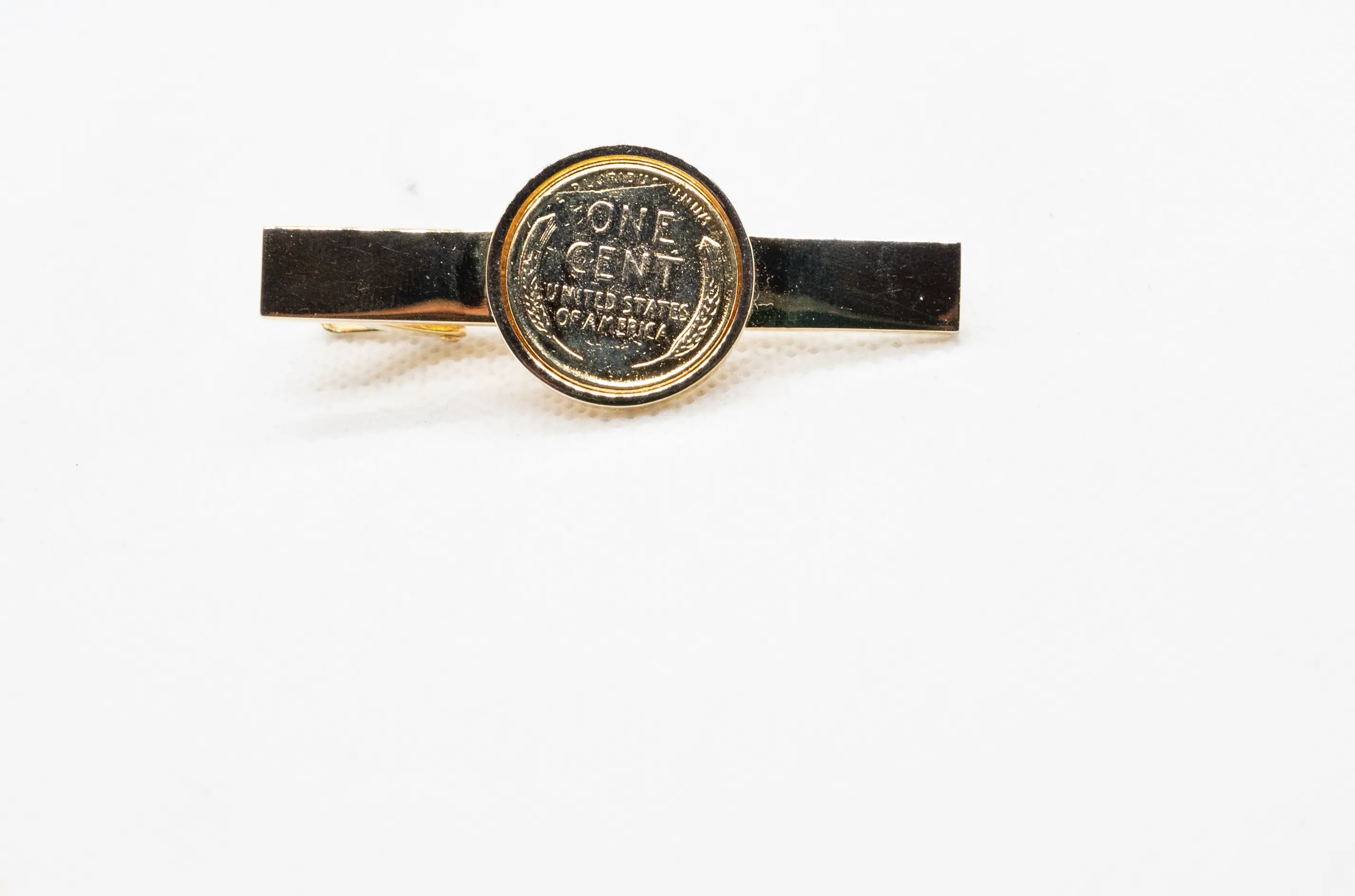 United States 1940's/50's 24K Gold Plated 1 PennyTie Clips